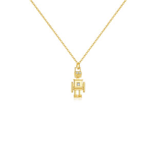 925 Silver Cute Robot Pendant Necklace-MMN344