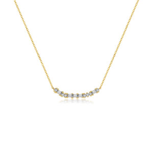 925 Silver Curved Baguette Diamond Bar Necklace-MMN325