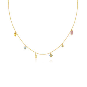 925 Silver Whimsical Charm Dangle Necklace-MMN323