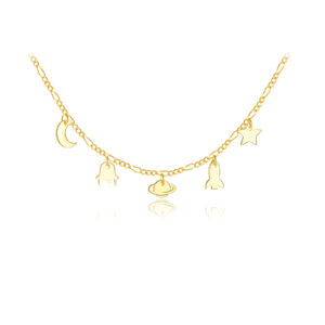 925 Silver Space-Themed Charm Necklace-MMN305