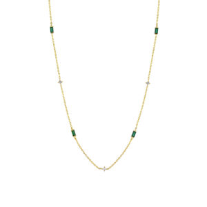 925 Silver Emerald & Crystal Accent Necklace-MMN303