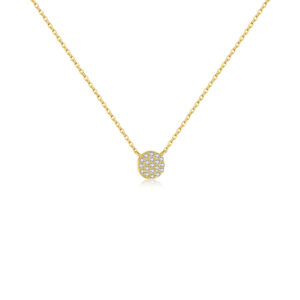 925 Silver Pave Diamond Disc Pendant Necklace-MMN300
