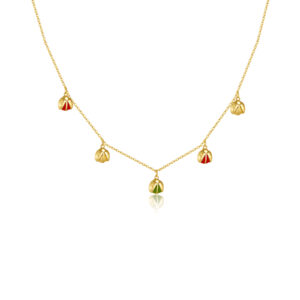 925 Silver Gold-Plated Colorful Enamel Charm Necklace-MMN260