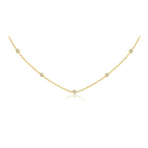 925 Silver Gold-Plated Paved Dot Chain Necklace-MMN236