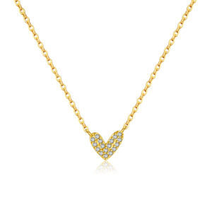 925 Silver Gold-Plated Heart-Shaped Pendant Necklace-MMN661
