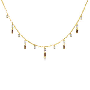 925 Silver Square Gem Dangle Necklace-MMN217