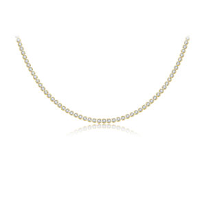 925 Silver Gold-Plated Paved Tennis Necklace-MMN184