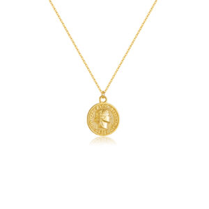 925 Silver Gold-Plated Vintage Coin Pendant Necklace-MMN182