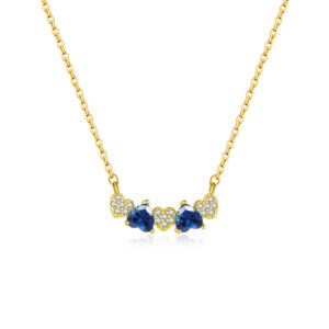 925 Silver Gold-Plated Multi-Color CZ Pendant Necklace-MMN656