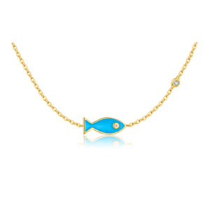 925 Silver Cute Fish Pendant Necklace-MMN368