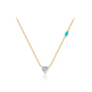 925 Silver Gold-Plated Bead Drop Charm Necklace-MMN684