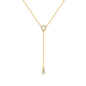 925 Silver Green Stone Y-Necklace-MMN405