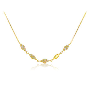 925 Silver Gold-Plated Geometric Pattern Charm Necklace-MMN607