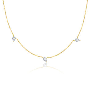 925 Silver Gold-Plated Multi-Crystal Droplet Necklace-MMN604