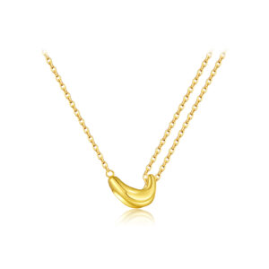 925 Silver Gold-Plated Curved Pendant Necklace-MMN585