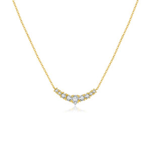 925 Silver Gold-Plated Curved Zircon Pendant Necklace-MMN572