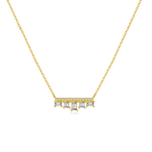 925 Silver Gold-Plated Art Deco Bar Pendant Necklace-MMN568