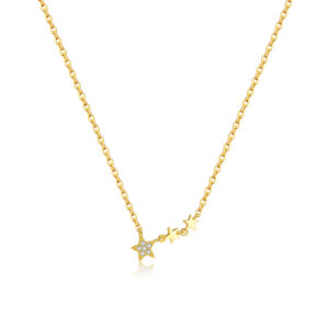 925 Silver Gold-Plated Star Zircon Pendant Necklace-MMN561