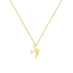 925 Silver Gold-Plated Bird Pendant Necklace-MMN559