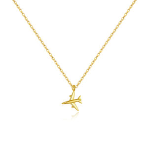 925 Silver Gold-Plated Geometric Pendant Necklace-MMN558