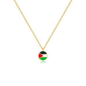 925 Silver Gold-Plated Palestinian Flag Pendant Necklace-MMN552