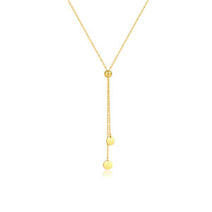 925 Silver Gold-Plated Lariat Pendant Necklace-MMN551