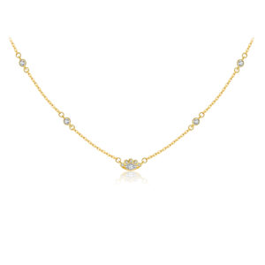 925 Silver Gold-Plated Zircon Bar Pendant Necklace-MMN535