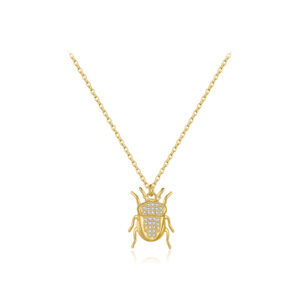 925 Silver Gold-Plated Sparkly Beetle Pendant Necklace-MMN254/MMN255/MMN256/MMN257