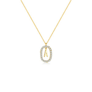 925 Silver Pave Initial Pendant Necklace-MMN279