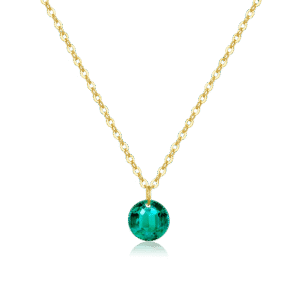 925 Silver Gold-Plated Turquoise Round Pendant Necklace-MMN438