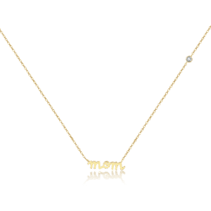 925 Silver Gold-Plated 'Mom' Pendant Necklace-MMN237