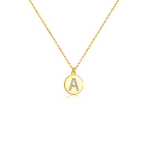 925 Silver Zircon Letter A/M Pendant Necklace-MMN524