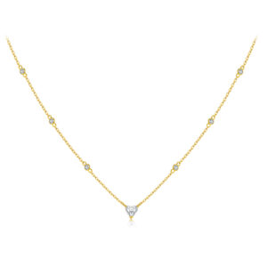 925 Silver Gold-Plated Solitaire Zircon Pendant Necklace-MMN575