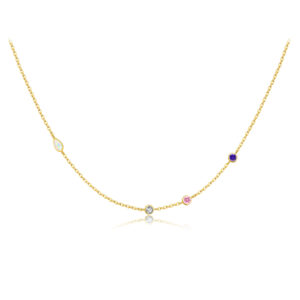 925 Silver Gold-Plated Multi-Colored Bead Pendant Necklace-MMN579