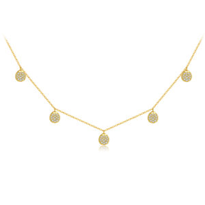 925 Silver Gold-Plated Multi-Disc Charm Necklace-MMN623