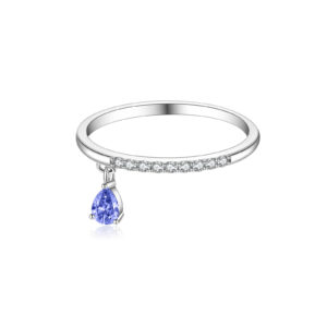 925 Silver Sapphire Droplet Half-Eternity Ring-MMR373