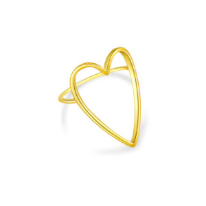 925 Silver Gold-Plated Open Heart Dainty Ring-MMR294