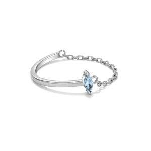 925 Silver Aquamarine Chain Link Ring-MMR371