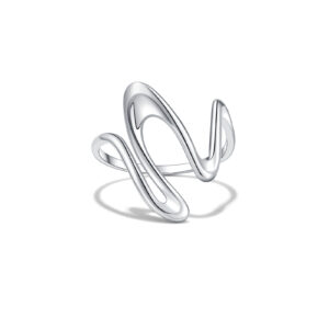 925 Silver Abstract Wave Open Ring-MMR428