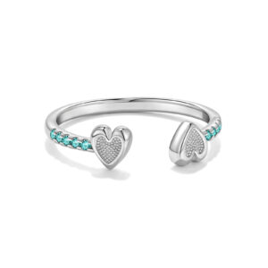 925 Silver Heart & Emerald Ring-MMR480
