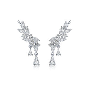925 Silver Marquise & Pear CZ Asymmetrical Climber Earrings-MME1197