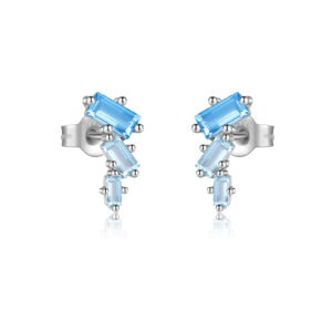 925 Silver Blue Crystal Drop Earrings-MME1227