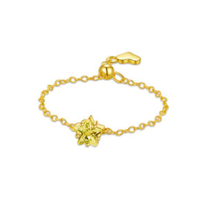 925 Silver 18K Gold-Plated Yellow Star CZ Thin Chain Ring-NNR439