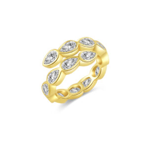 925 Silver Double-Row Round Diamond Ring-MMR263