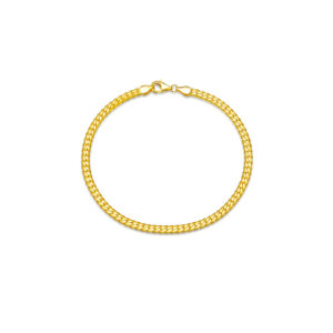 925 Silver Gold Plated Curb Chain Bracelet, Size 16.5cm, Width 3mm-MMB109