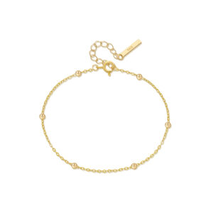 925 Silver Gold Bead Bracelet, Size 15+3cm, Bead Size 2.5mm - MMB163