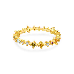 925 Silver Gold-Plated Multi-Gem Floral Ring-MMR060