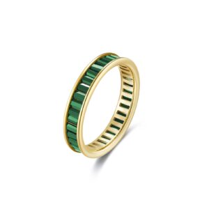 925 Silver Gold-Plated Emerald Band Ring-MMR159
