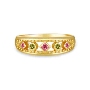 925 Silver Gold-Plated Multi-Gem Ring-MMR166