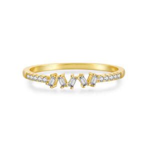 925 Silver Gold-Plated V-Shaped Diamond Ring-MMR167